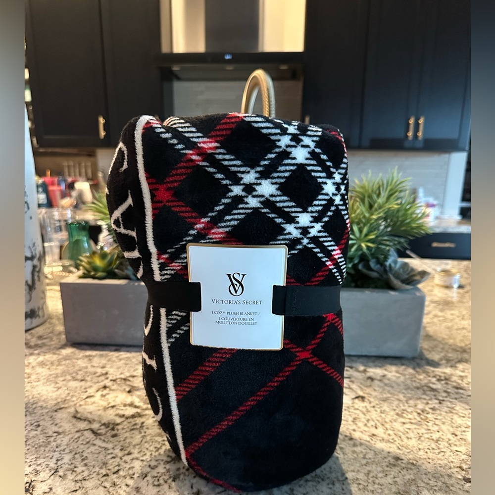 Victoria's Secret Black & Red Plaid Blanket